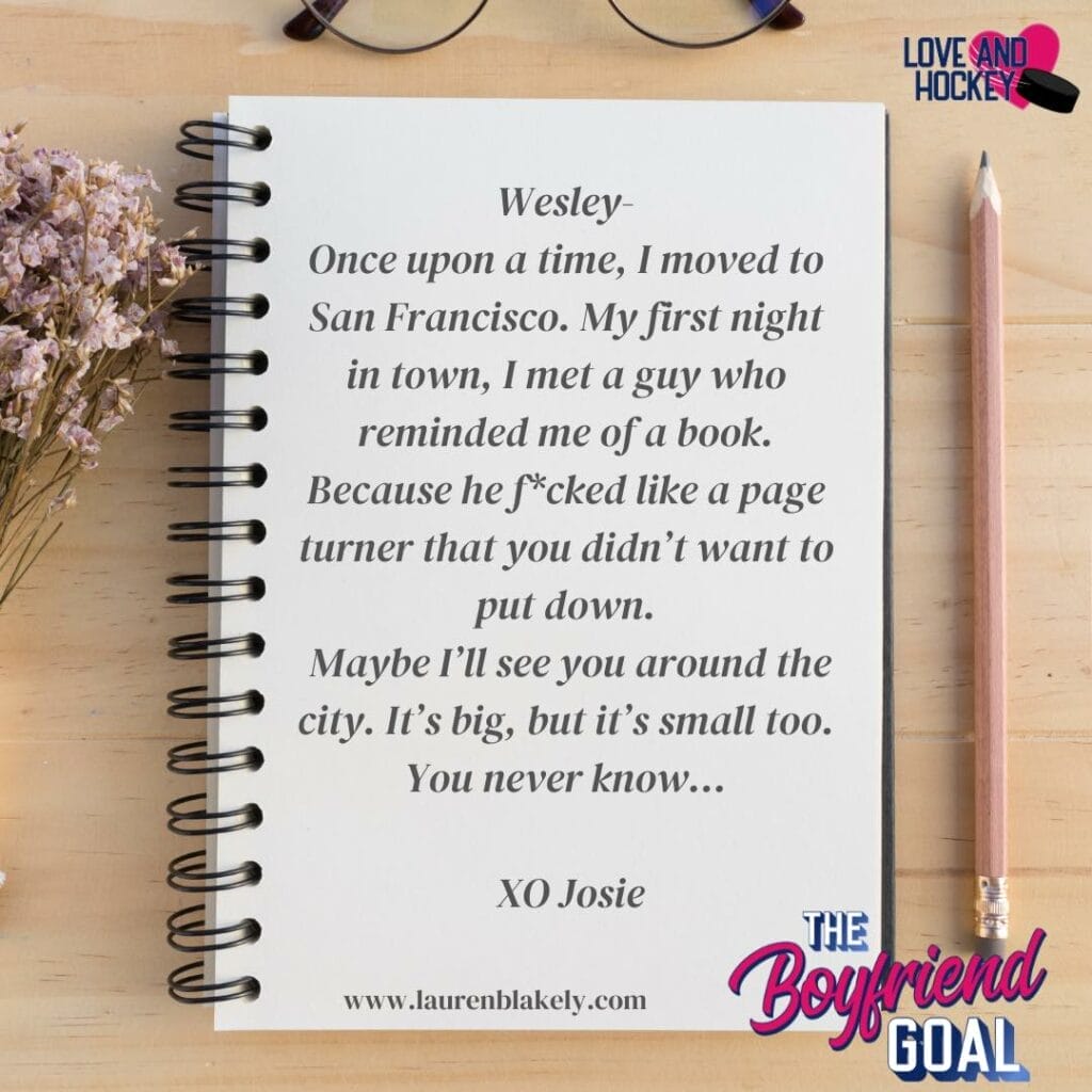 The Boyfriend Goal by Lauren Blakely Opening Lines