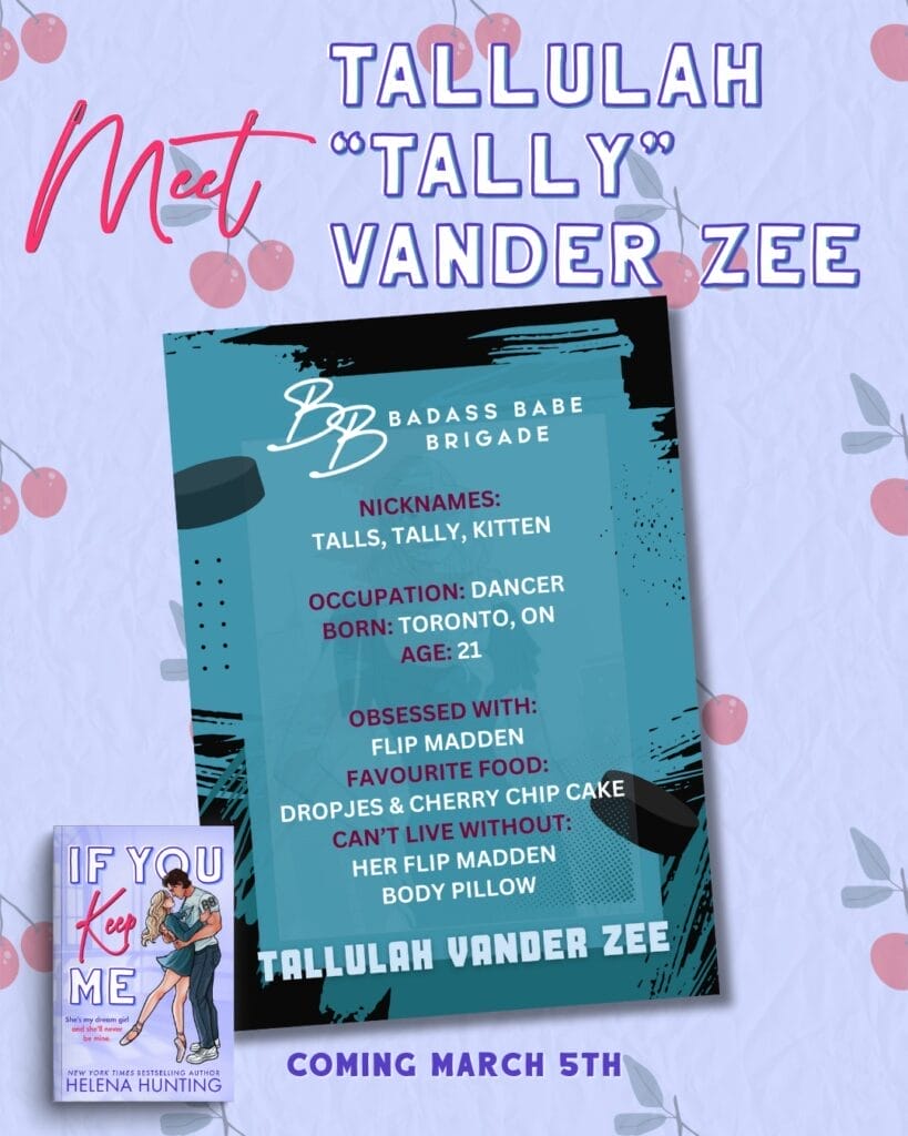 If You Keep Me by Helena Hunting Character Card Tally Vander Zee